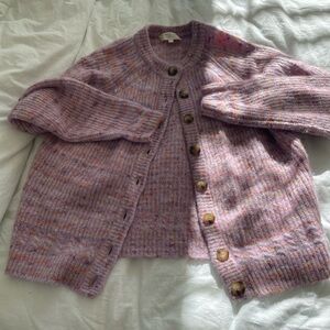 Sezane Purple Knit Cardigan